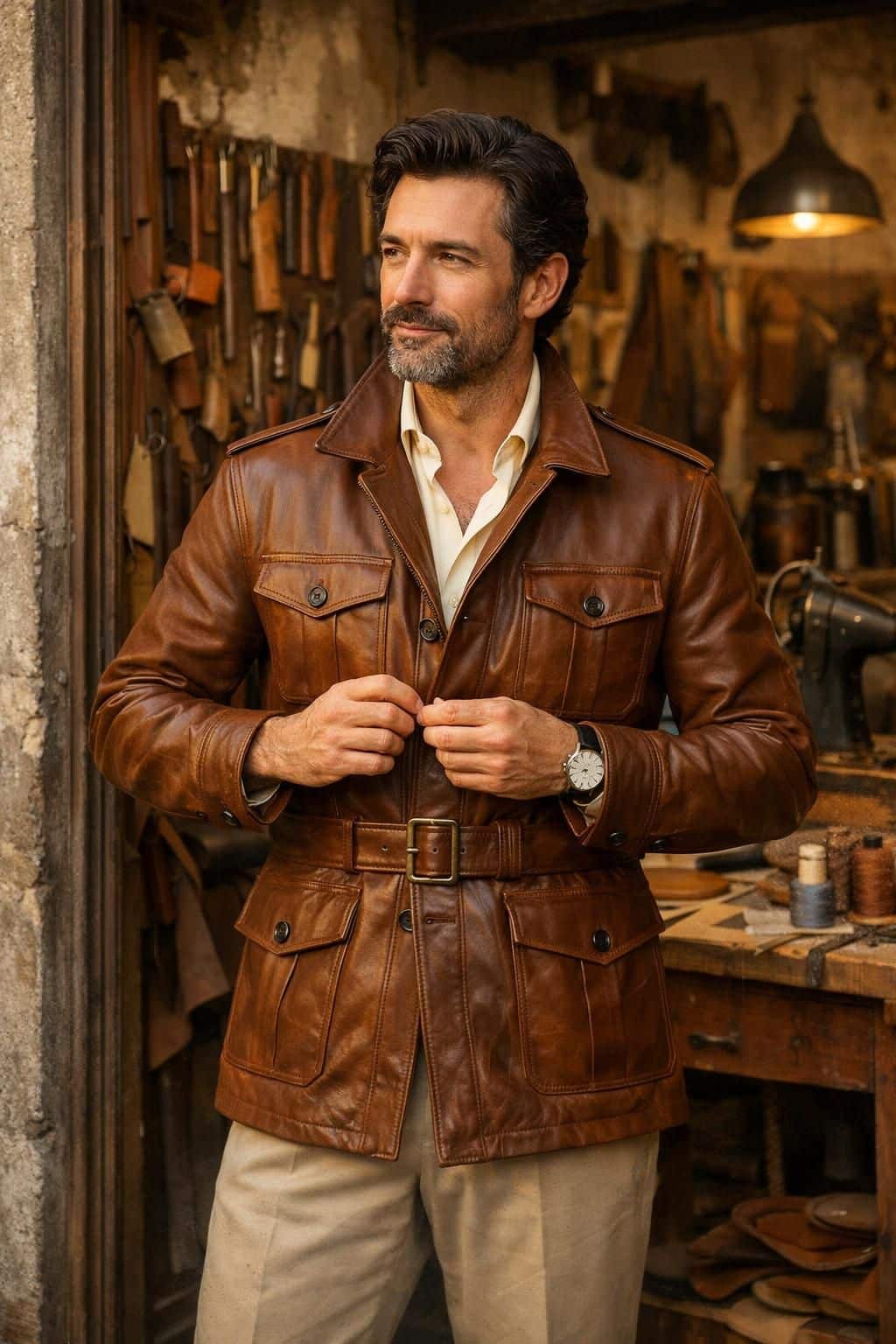 découvrez la veste en cuir atacama, alliant élégance artisanale et savoir-faire italien, conçue sur mesure pour un style unique et raffiné.